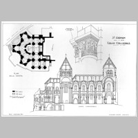 Plan de la crypte, coupe longitudinale, chapiteau de la nef , Service des archives photographiques, culture.gouv.jpg